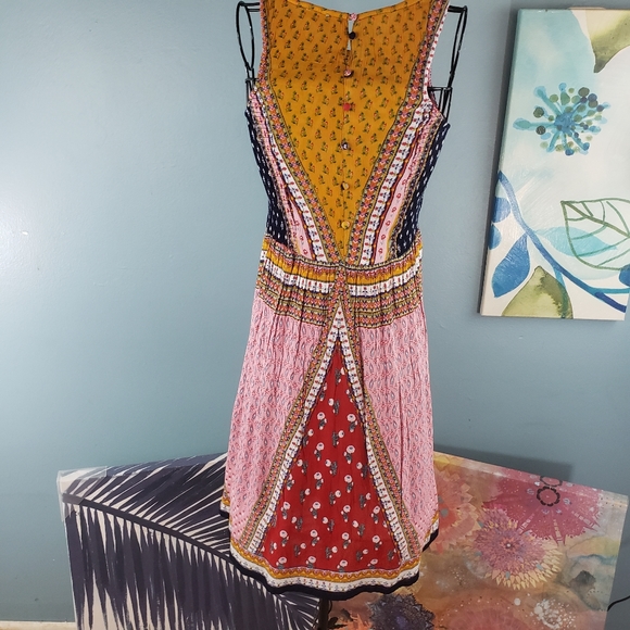 BOHO Patrons of Piece patch work rayon dress sz M - Picture 10 of 15